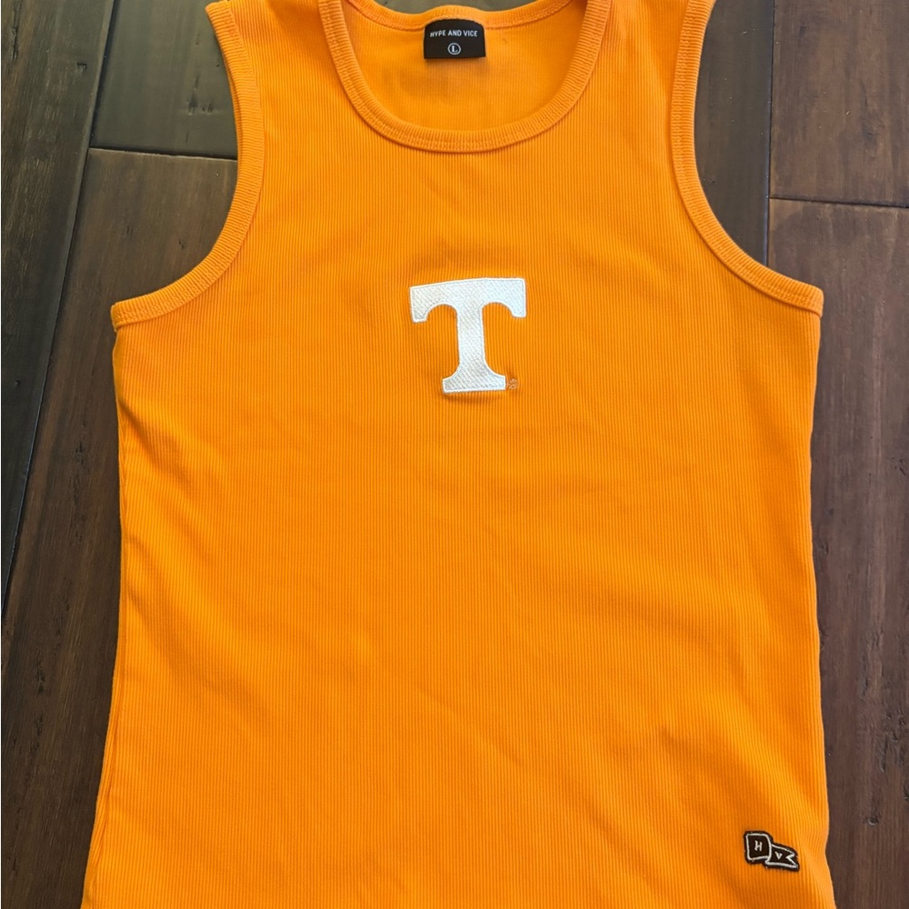 Vibrant Orange Women's Tank Top with White T Design